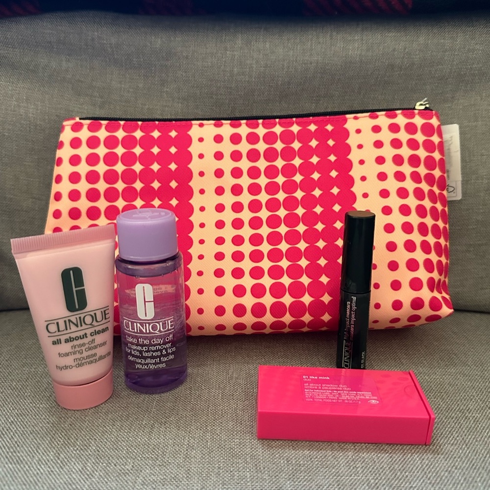 Clinique Sample Size Travel Makeup Skincare Cosmetic Bag Set